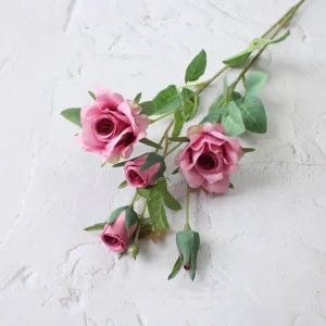 Artificial Silk Rose Bouquet – 5 Heads, Long Stem, Home & Wedding Décor