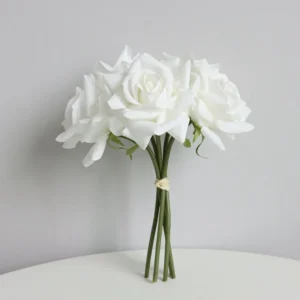 5-Head Real Touch Artificial Rose Bouquet – Elegant Bridal & Event Décor